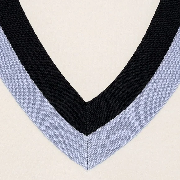 Mango Women's V-Neck Sweater with Blue and Black Stripes NWOT - Picture 5 of 6